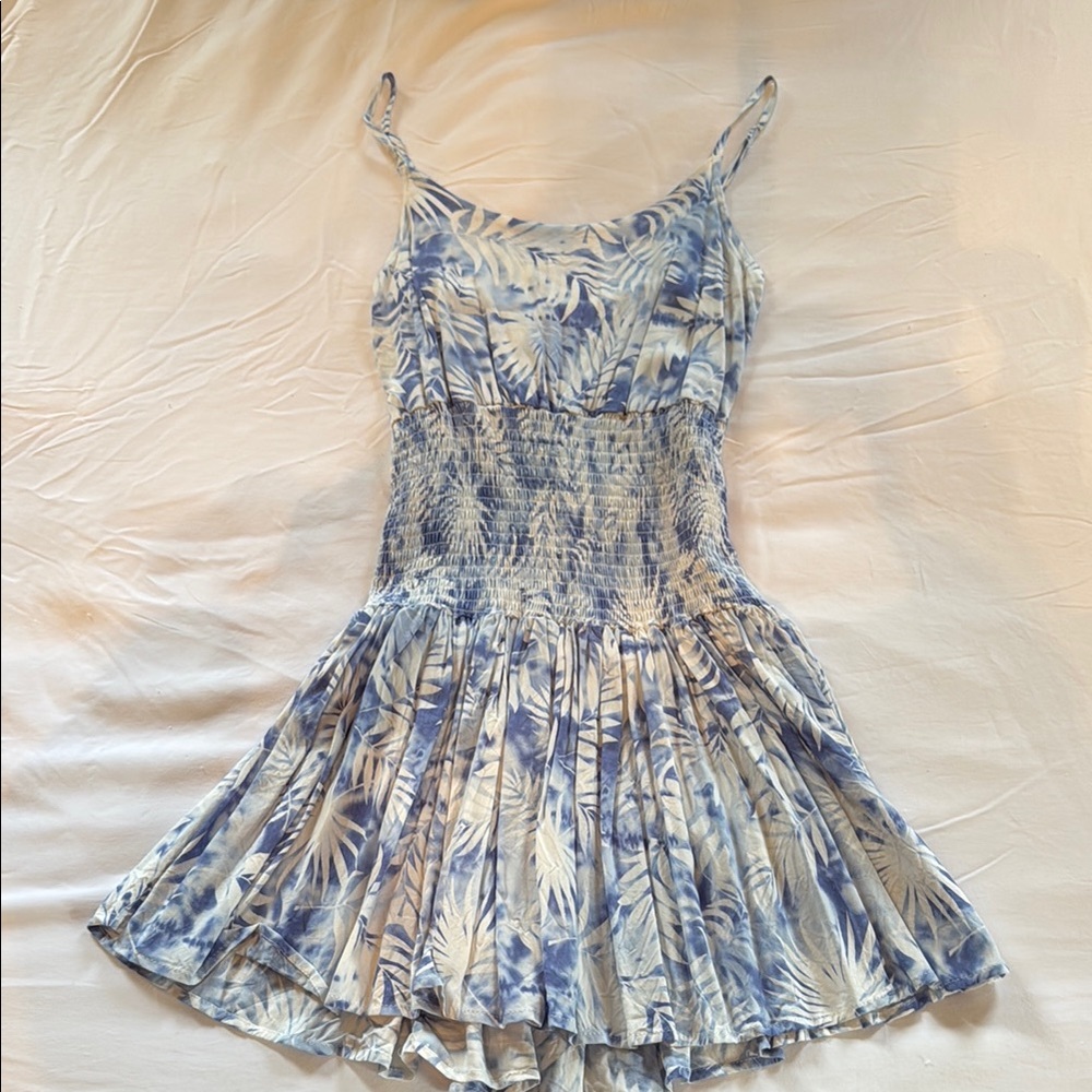 Blue and White Floral Women's Dress